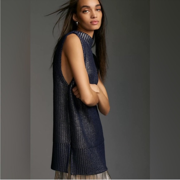 Anthro PILCRO OVERSIZED FOIL SWEATER VEST M - Picture 2 of 12